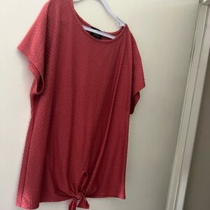 W5 Textured Coral Tie-Front Blouse